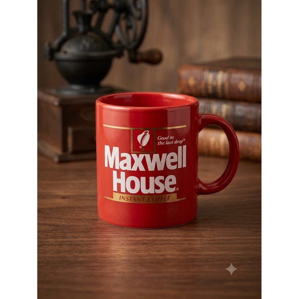 Vintage Maxwell House Coffee Mug Red Ceramic Good To The Last Drop Japan Logo‎